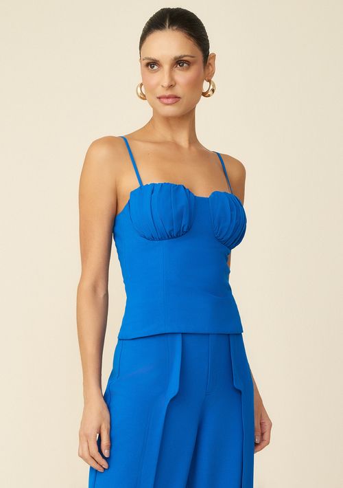 Top Maria.Valentina Justo Tomara Que Caia Detalhe Frente Azul