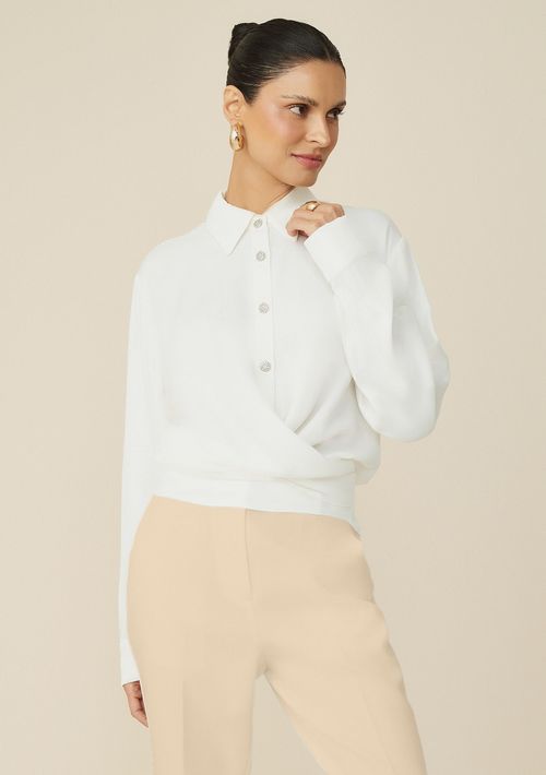 Camisa Maria.Valentina Manga Longa Com Amarração Off White