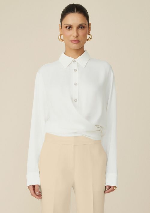Camisa Maria.Valentina Manga Longa Com Amarração Off White