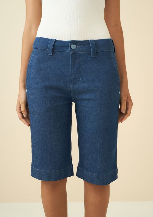 Bermuda Maria.Valentina Ciclista Bolso Faca Jeans