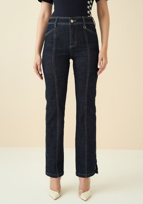 Calça Maria.Valentina Straight M. Helena Cós Intermediário Abertura Barra Jeans