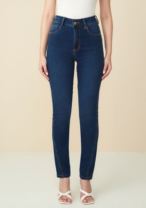 Calça Maria.Valentina Skinny M. Julia Cós Alto Detalhe Lateral Jeans