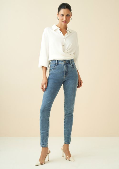 Calça Maria.Valentina Skinny M. Julia Cós Intermediário Detalhe Bolso Jeans