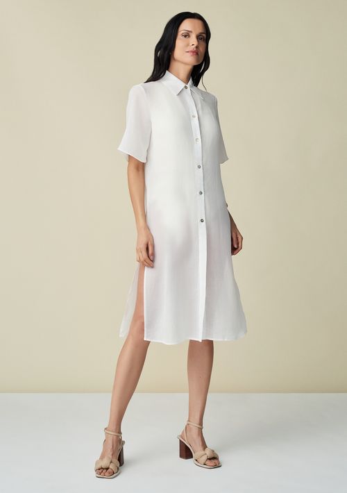 Camisa Maria.Valentina Manga Curta Abertura Lateral Off White