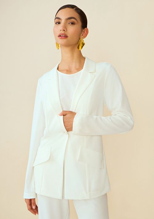 Blazer Maria.Valentina Alfaiataria Detalhe Lapela Off White