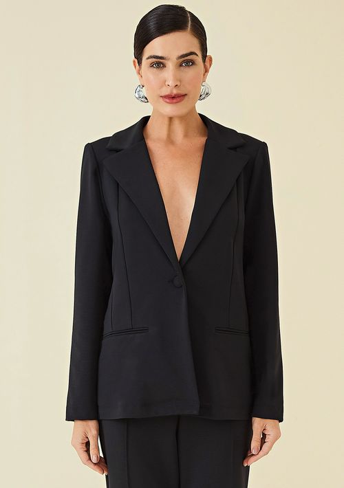Blazer Maria.Valentina Com Bolso Com Botões Preto