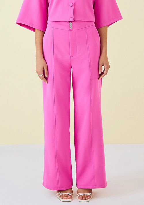 Calça Maria.Valentina Alfaiataria Cós Intermediário Com Broche Pink