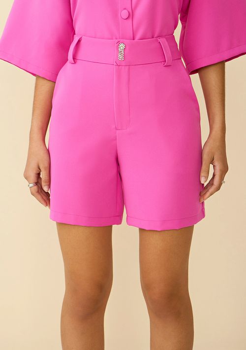 Shorts Maria.Valentina Alfaiataria Com Broche Pink