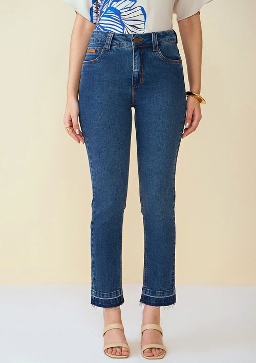 Calça Maria.Valentina Cigarrete M.Rita Cós Intermediário Bordado Industrial Jeans