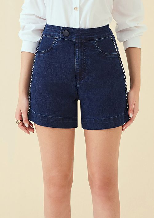 Shorts Maria.Valentina Clássico Detalhe Galão Jeans