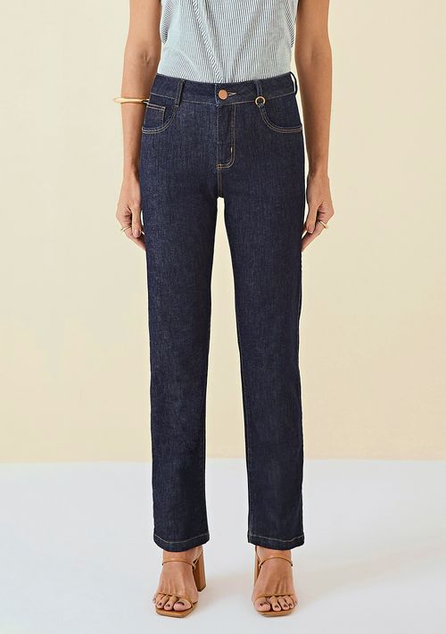 Calça Maria.Valentina Straight M. Helena Cós Intermediário Com Pence Jeans