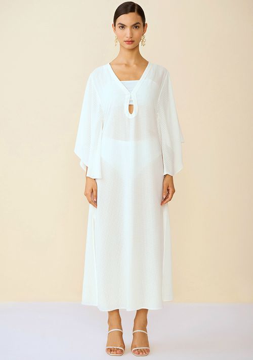 Vestido Maria.Valentina Longo Decote V Com Abertura Off White