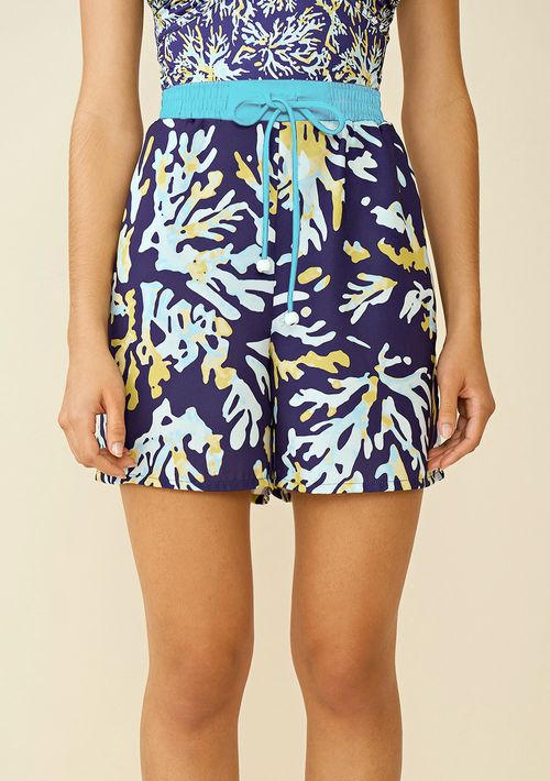 Shorts Maria.Valentina Comfort Com Cordão Azul Marinho