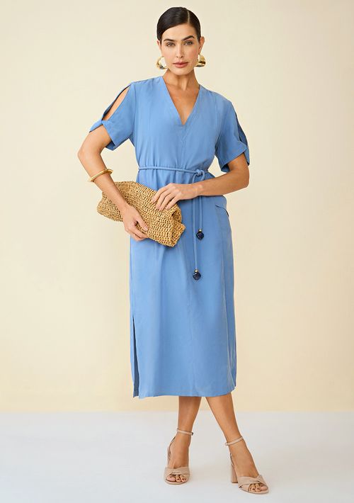 T-Shirt Maria.Valentina Dress Abertura Lateral Azul
