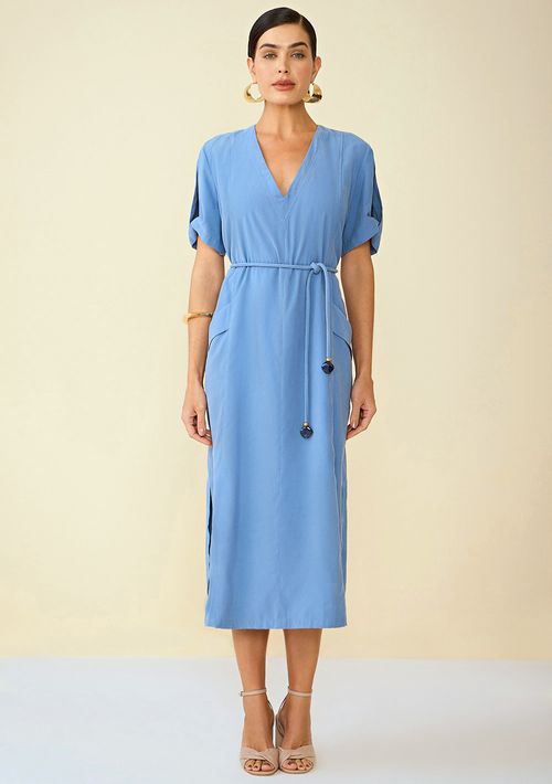 T-Shirt Maria.Valentina Dress Abertura Lateral Azul