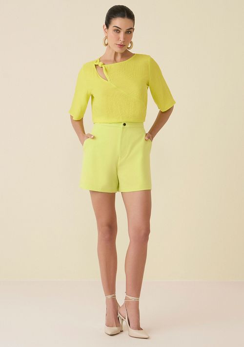 Shorts Maria.Valentina Alfaiataria Detalhe Botão Verde Claro