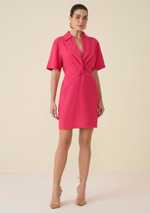 Vestido Maria.Valentina Curto Decote V Detalhe Frente Rosa