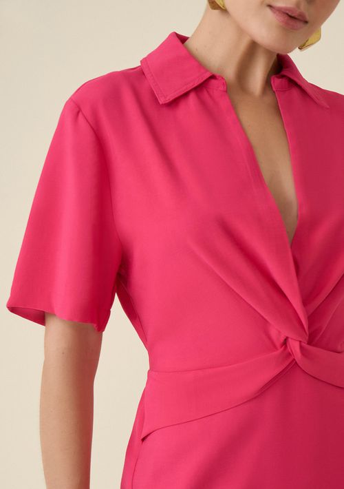 Vestido Maria.Valentina Curto Decote V Detalhe Frente Rosa