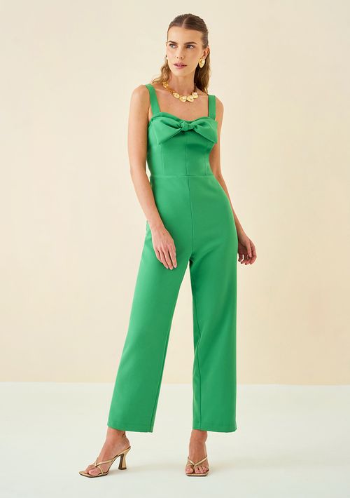 Macacão Maria.Valentina Reto Detalhe Laco Verde