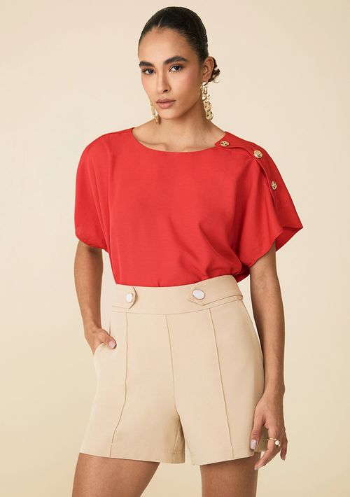 Shorts Maria.Valentina Alfaiataria Com Martingale Bege