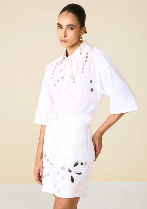 Saia Maria.Valentina Reta Alta Curta Off White