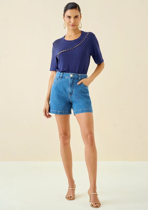 Bermuda Maria.Valentina Reta Básica Jeans