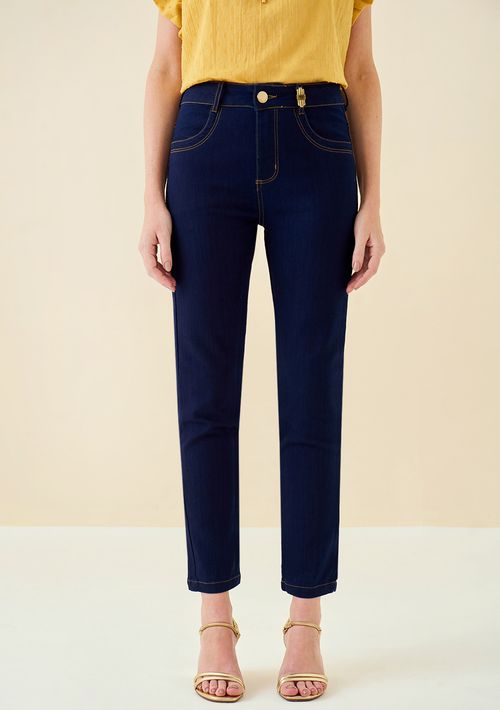 Calça Maria.Valentina Cigarrete M.Rita Cós Intermediário Detalhe Pesponto Jeans