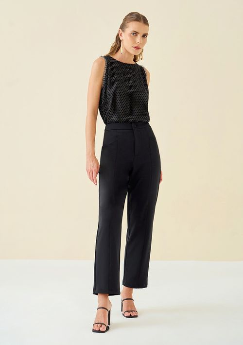 Calça Maria.Valentina Skinny Cós Alto Com Recorte Preto
