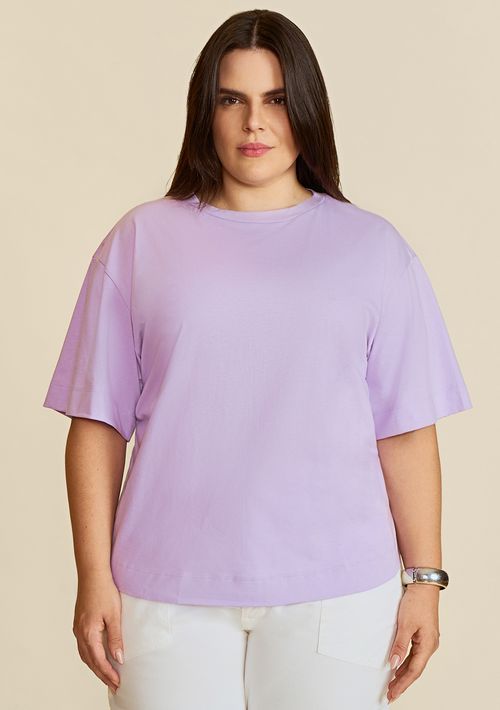 Blusa Sólta Gola Alta Manga Curta Padrao Lilas