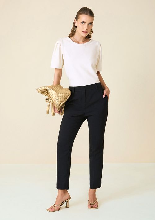 Calca Maria.Valentina Skinny Alfaiataria Cós Intermediário Com Bolso Preto