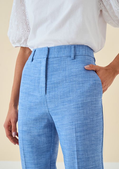 Calca Maria.Valentina Skinny Alfaiataria Cós Intermediário Com Bolso Azul