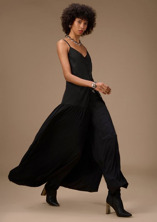Vestido Maria.Valentina Ajustado Decote V Com Alça Longo Preto