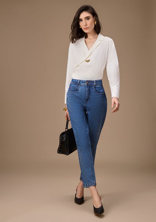 Calça Maria.Valentina Mom Alta Azul