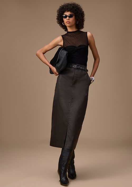 Saia Maria.Valentina Lápis Alta Midi Preto