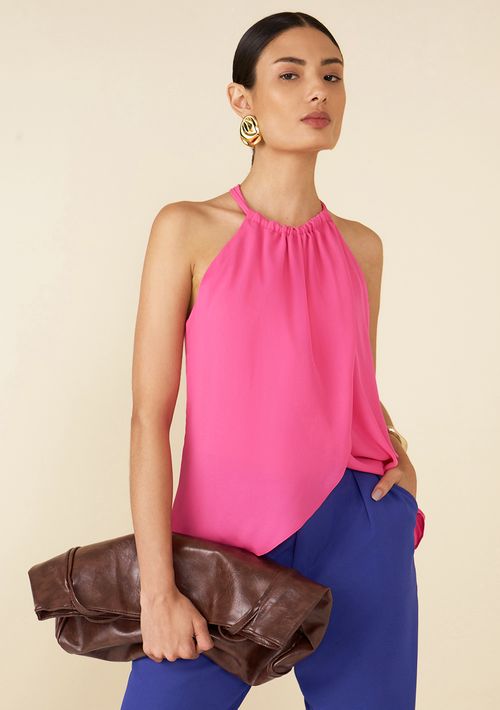 Blusa Maria.Valentina Decote Reto Cava Francesa Com Amarração Rosa