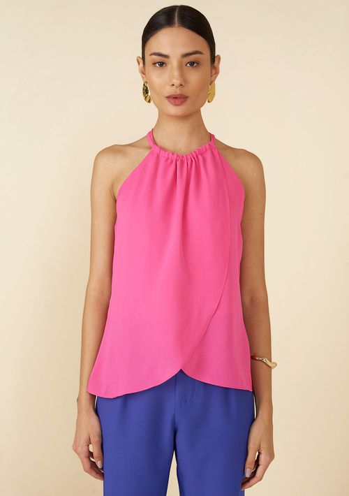 Blusa Maria.Valentina Decote Reto Cava Francesa Com Amarração Rosa