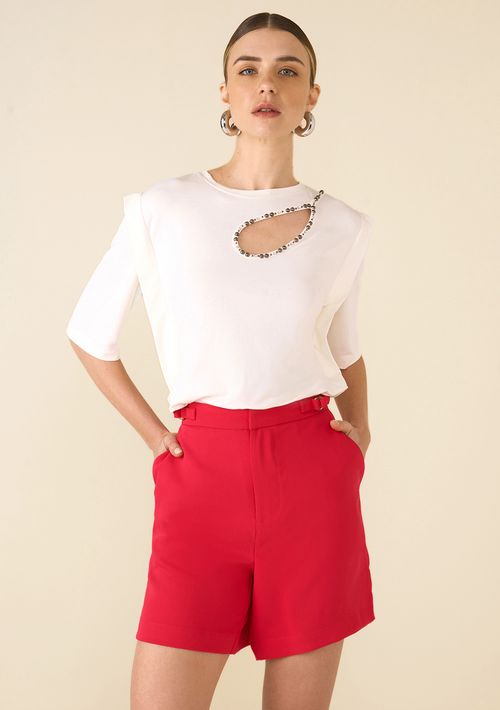 Shorts Maria.Valentina Alfaiataria Com Metal Pink