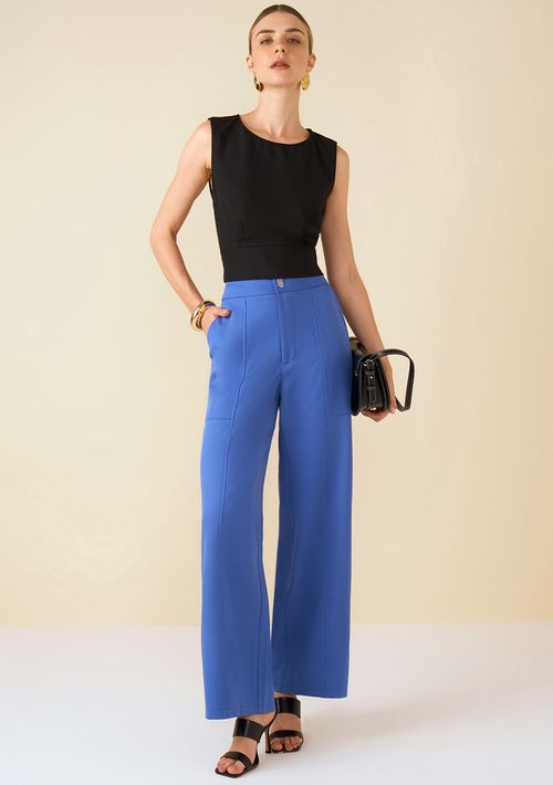Calça Maria.Valentina Alfaiataria Cós Intermediário Com Broche Azul