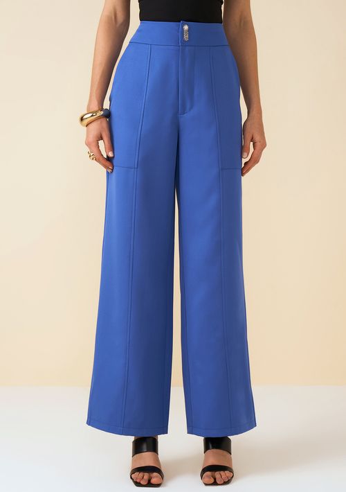 Calça Maria.Valentina Alfaiataria Cós Intermediário Com Broche Azul