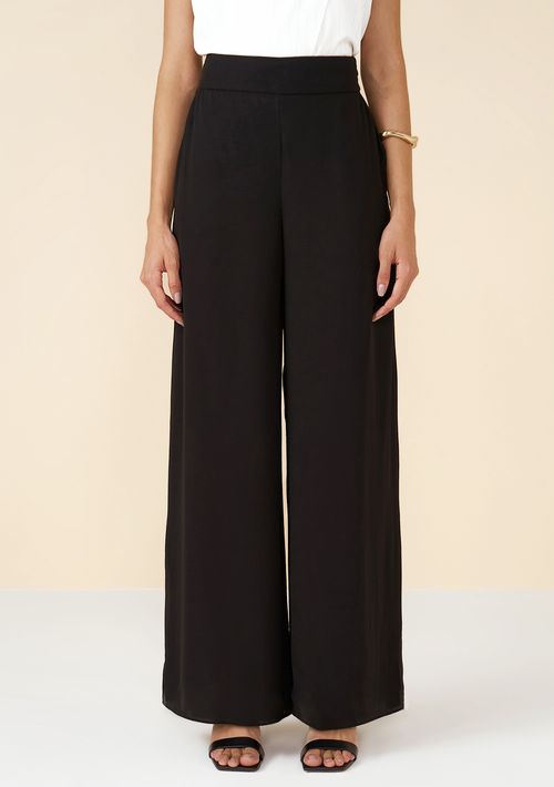 Calça Maria.Valentina Pantalona Cós Intermediário Bolso Faca Preto