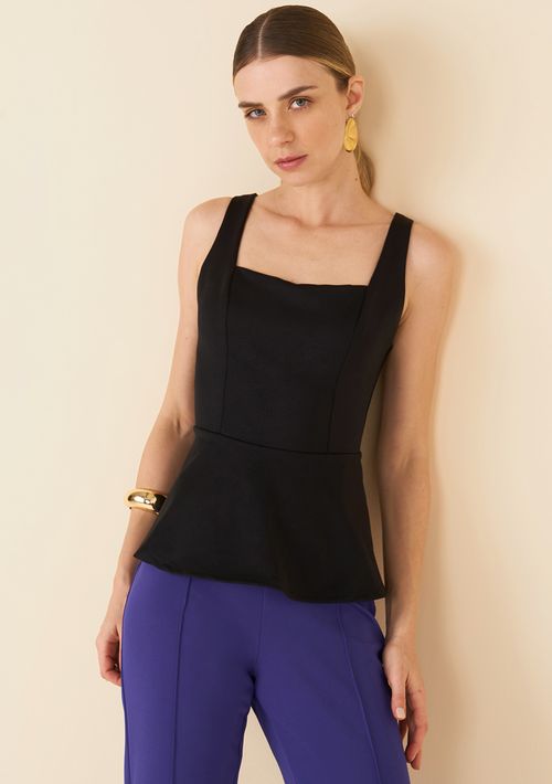Blusa Maria.Valentina Decote Quadrado Alça Com Lastex Preto