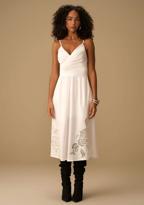 Vestido Maria.Valentina Ajustado Decote Transpassado Com Alça Midi Off White
