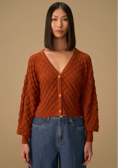 Cardigan Maria.Valentina Tricot Básico Marrom
