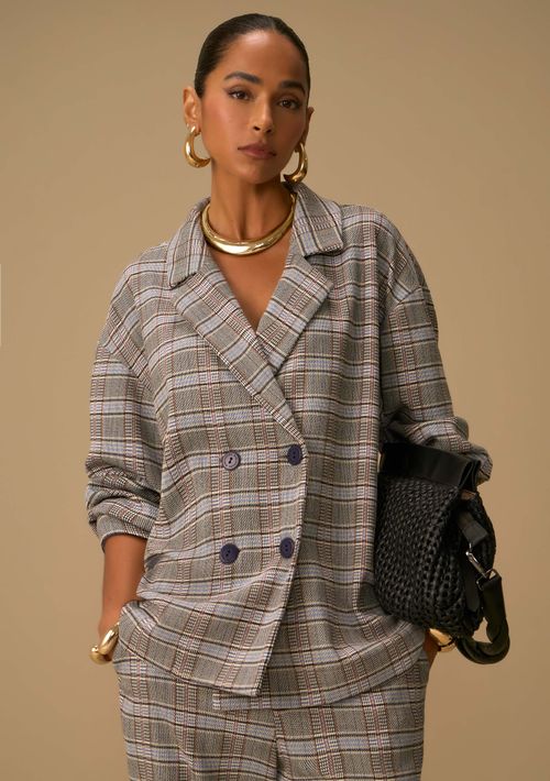 Blazer Maria.Valentina Solto Manga Longa Alongado Bege
