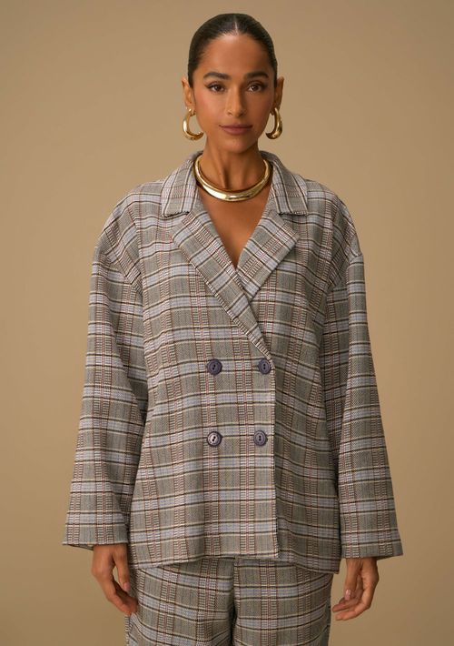 Blazer Maria.Valentina Solto Manga Longa Alongado Bege