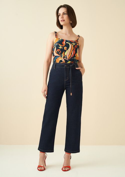 Calça Maria.Valentina Reta Cós Intermediário Bolso Faca Jeans