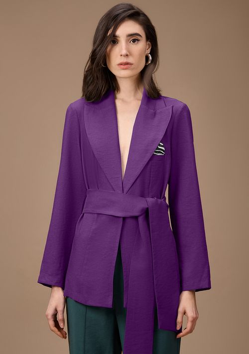 Blazer Maria.Valentina Solto Manga Longa Padrão Roxo