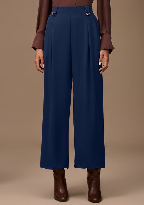 Calça Maria.Valentina Pantalona Alta Azul Escuro