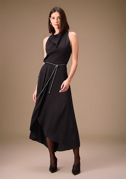 Vestido Maria.Valentina Solto Cava Francesa Sem Manga Longo Preto