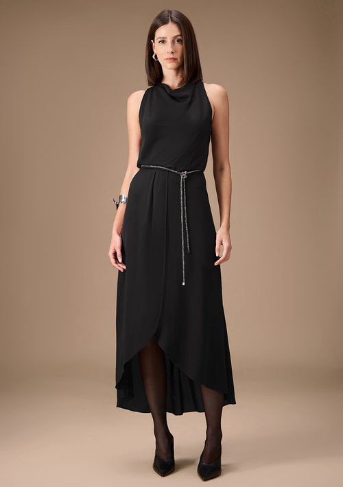Vestido Maria.Valentina Solto Cava Francesa Sem Manga Longo Preto